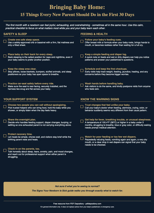 Bringing Baby Home: 15 Things Every New Parent Should Do in the First 30 Days (Free Checklist)
