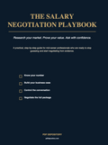 A digital cover for 'The Salary Negotiation Playbook' featuring a dark navy blue background with gold and white text. The cover lists four key checklist items for salary negotiation and displays the brand 'PDF DEPOSITORY' at the bottom.