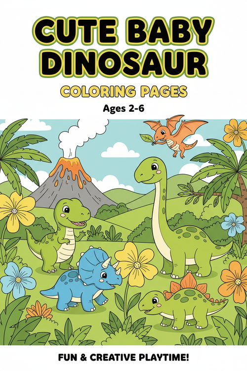Cute Baby Dinosaur Coloring Pages Cover